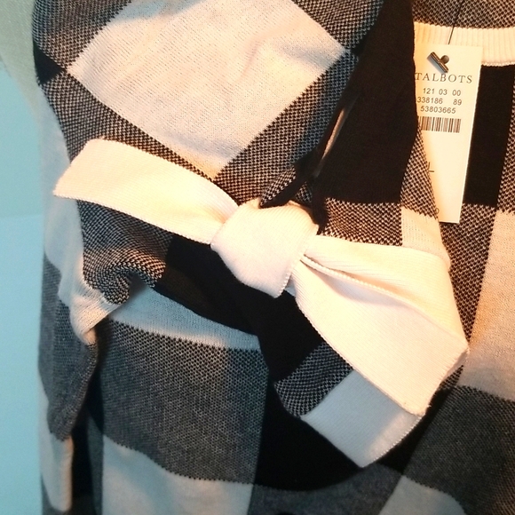 Talbots Checkered Sweater w/bows - Picture 3 of 4